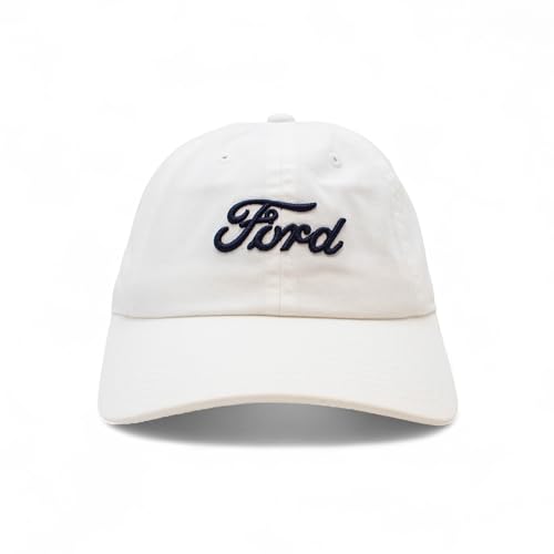 AMERICAN NEEDLE Ford Motor Co Classic Script Baseball Hat, White Navy, PI010D Adjustable New