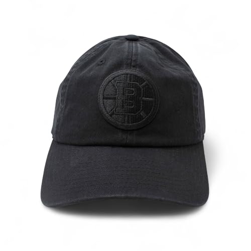 AMERICAN NEEDLE Boston Bruins NHL Blue Line Tonal Adjustable Dad Cap (Black)