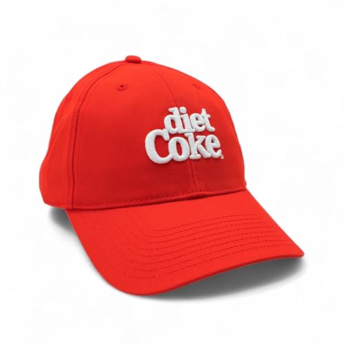 AMERICAN NEEDLE Officially Licensed Coca Cola Diet Coke Ballpark Dad Hat, Strapback Adjustable Closure, Red/White, New