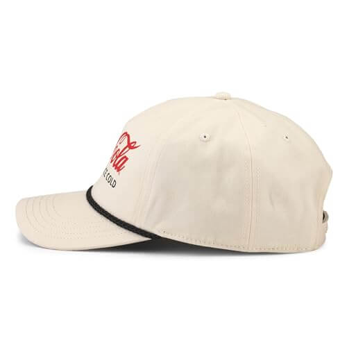 AMERICAN NEEDLE Officially Licensed Coca-Cola Canvas Cappy Rope Hat, Ivory, Snapback Adjustable Closure, New