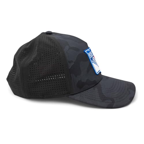 AMERICAN NEEDLE Officially Licensed NHL Super TECH Valin Performance MESH Snapback, National Hockey League New York Rangers Team HAT, Black Multicam CAMO Print, Authentic, New