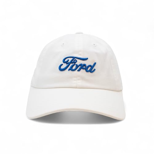 AMERICAN NEEDLE Ford Motor Co Classic Script Baseball Hat, White Royal, PI010C Adjustable New