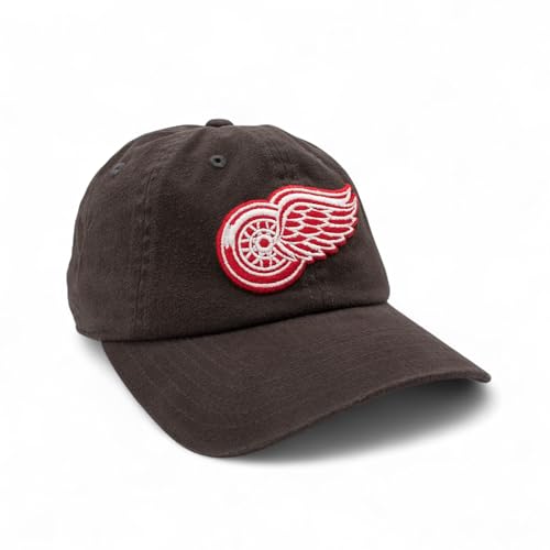 AMERICAN NEEDLE NHL Detroit Red Wings Hockey Team New Raglan Adjustable Baseball Hat, Black (36672B-DRW-BLK)