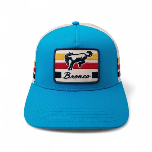 AMERICAN NEEDLE Officially Licensed Ford Bronco Valin Adjustable Trucker Hat Tri Color Lake Blue