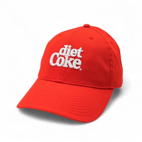 AMERICAN NEEDLE Officially Licensed Coca Cola Diet Coke Ballpark Dad Hat, Strapback Adjustable Closure, Red/White, New