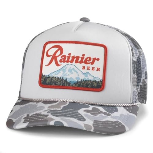 AMERICAN NEEDLE Unisex Rainier Beer Mallard Foamy Adjustable Snapback Baseball Hat (24011A-RAINIER-GRY)