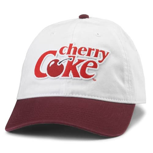 AMERICAN NEEDLE Officially Licensed Coca-Cola Cherry Coke Ballpark Dad Hat, White/Bordeaux, Strapback Adjustable, One Size, New