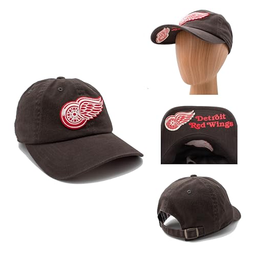 AMERICAN NEEDLE NHL Detroit Red Wings Hockey Team New Raglan Adjustable Baseball Hat, Black (36672B-DRW-BLK)