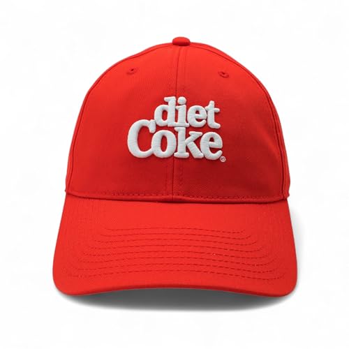 AMERICAN NEEDLE Officially Licensed Coca Cola Diet Coke Ballpark Dad Hat, Strapback Adjustable Closure, Red/White, New