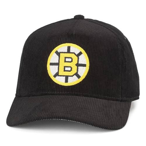 Men s American Needle Black Boston Bruins Corduroy Chain Stitch Adjustable Hat