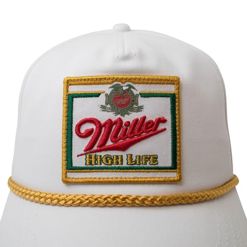 AMERICAN NEEDLE Miller High Life Beer Adjustable Snapback Baseball Hat (23008B-MHL-WHKL) White/Gold