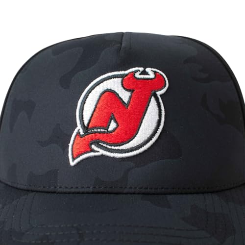 AMERICAN NEEDLE Officially Licensed NHL Super TECH Valin Performance MESH Snapback, National Hockey League New Jersey Devils Team HAT, Black Multicam CAMO Print, Authentic, New