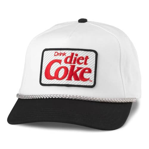 AMERICAN NEEDLE Diet Coke Roscoe Adjustable Snapback Baseball Hat (23008A-DCOKE-WHBL)