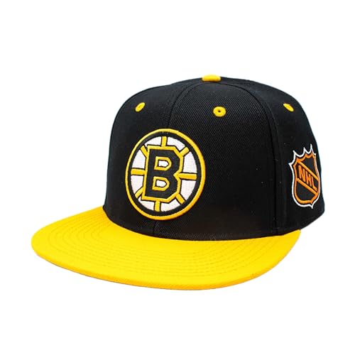 AMERICAN NEEDLE OFFICIALLLY Licensed NHL Block Letter Snapback Cap, Boston Bruins Hockey HAT, Authentic, New
