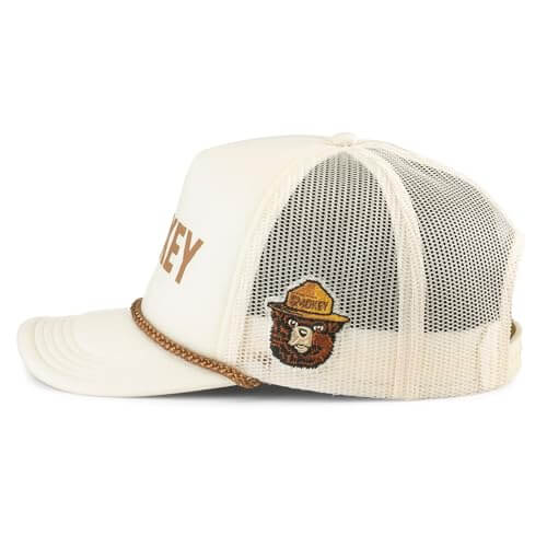 AMERICAN NEEDLE Smokey The Bear Foamy Roscoe Snapback Baseball Hat, Ivory (24007A-SMOKEY-IVOR)
