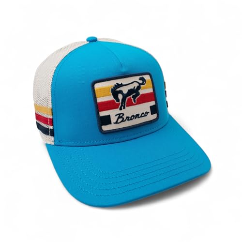 AMERICAN NEEDLE Officially Licensed Ford Bronco Valin Adjustable Trucker Hat Tri Color Lake Blue