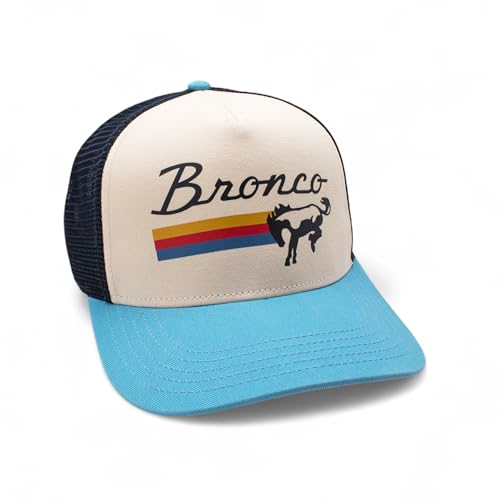AMERICAN NEEDLE Sinclair Ford Bronco Adjustable Snapback Trucker Baseball Hat Navy Ivory Light Blue