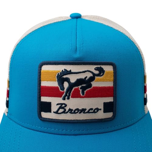 AMERICAN NEEDLE Officially Licensed Ford Bronco Valin Adjustable Trucker Hat Tri Color Lake Blue