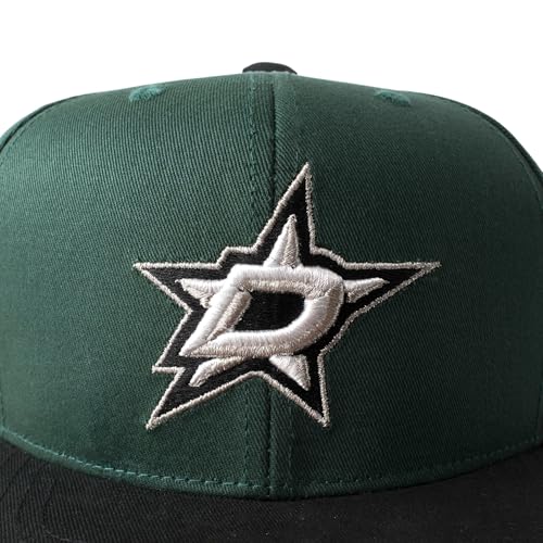 AMERICAN NEEDLE Officially Licensed NHL Dallas Stars Team Hat, Embroidered Logo, Flat Brim, Snapback Green/Black