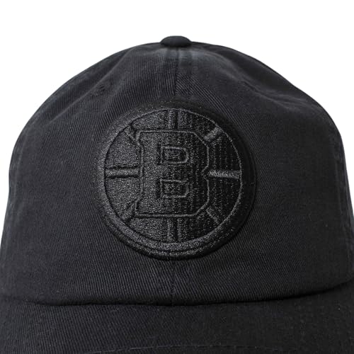 AMERICAN NEEDLE Boston Bruins NHL Blue Line Tonal Adjustable Dad Cap (Black)