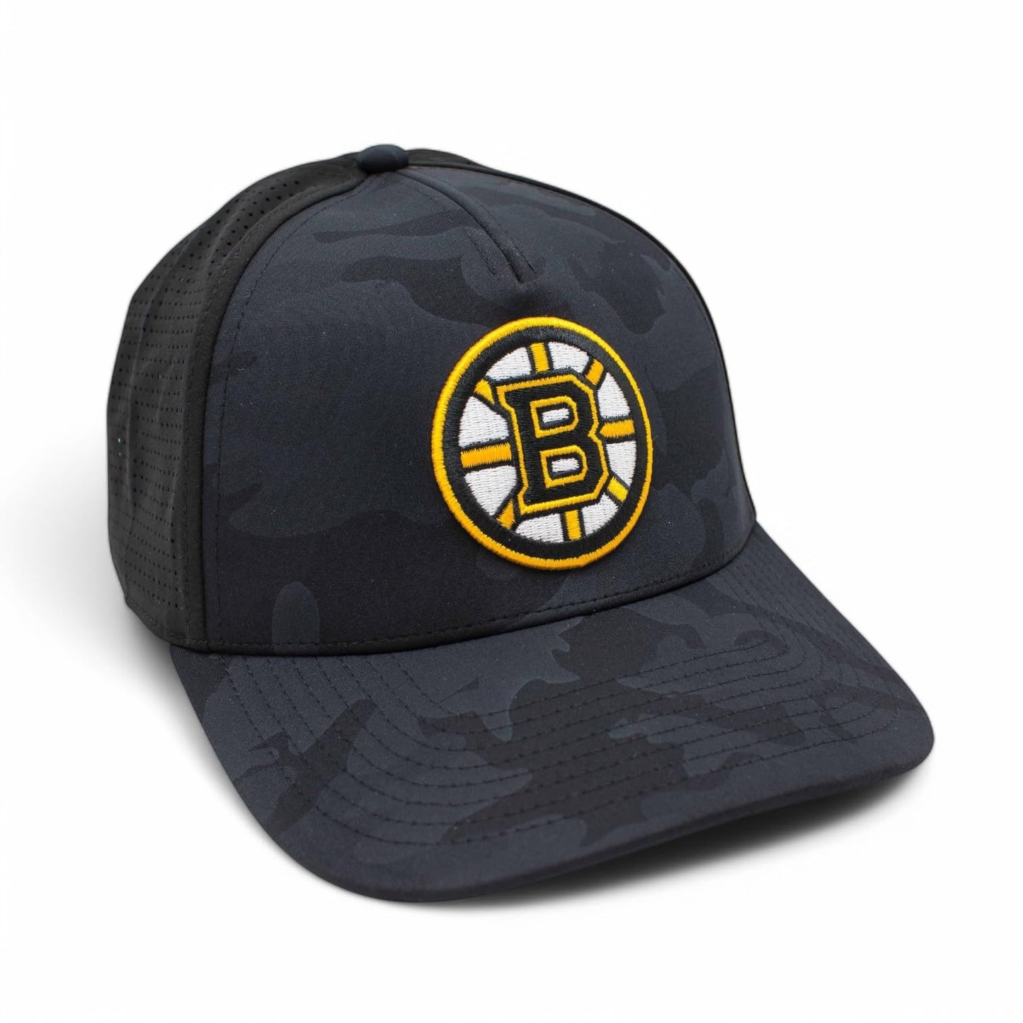 AMERICAN NEEDLE Officially Licensed NHL Super TECH Valin Performance MESH Snapback, National Hockey League Boston Bruins Team HAT, Black Multicam CAMO Print, Authentic, New