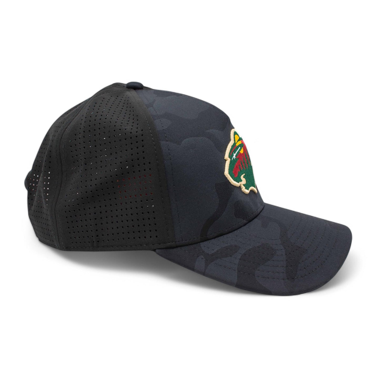 AMERICAN NEEDLE Officially Licensed NHL Super TECH Valin Performance MESH Snapback, National Hockey League Minnesota Wild Team HAT, Black Multicam CAMO Print, Authentic, New
