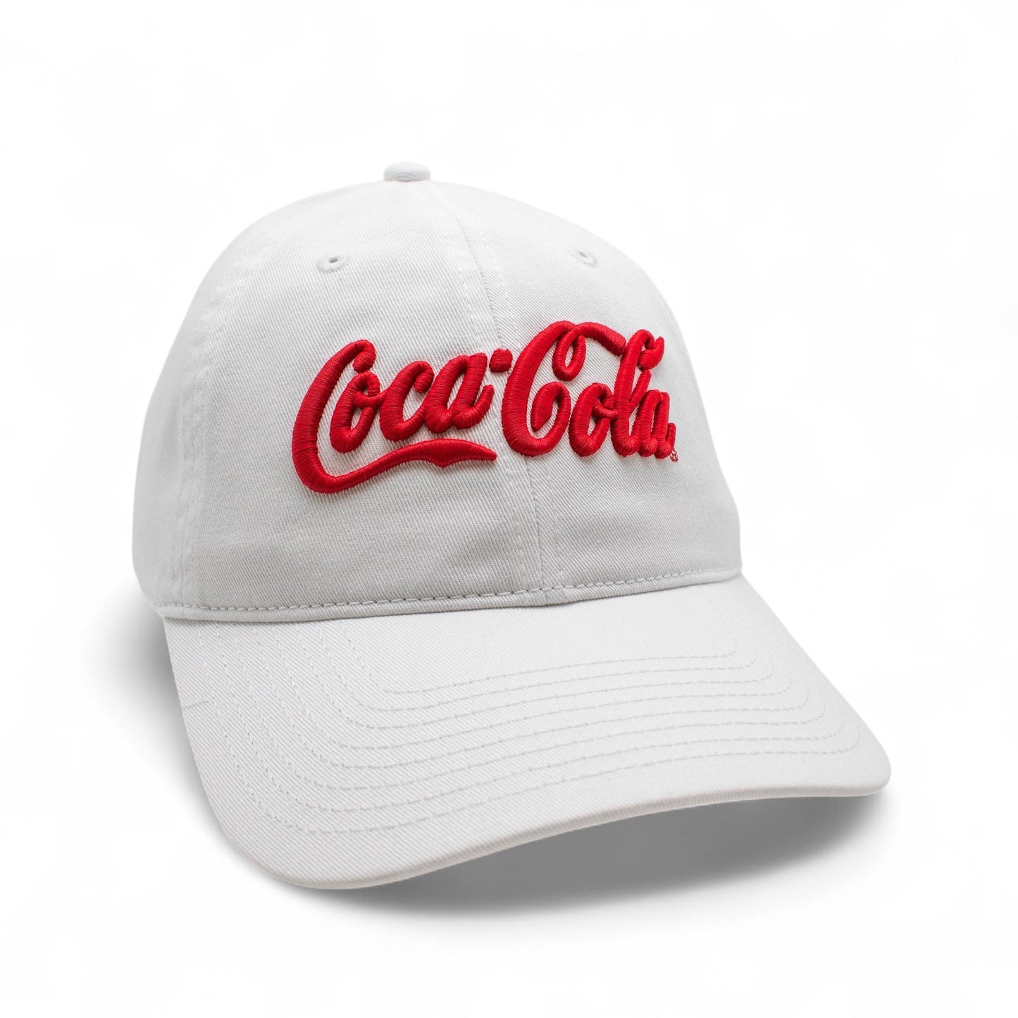 AMERICAN NEEDLE Coca-Cole New Raglan Adjustable Buckle Strap Baseball Dad Hat, White (COKE-1915B-WHT)