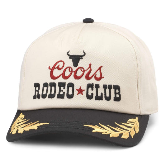 AMERICAN NEEDLE Coors Beer Rodeo Club Captain Adjustable Snapback Baseball Hat, Ivory/Black (24002A-COORS-IBLK)