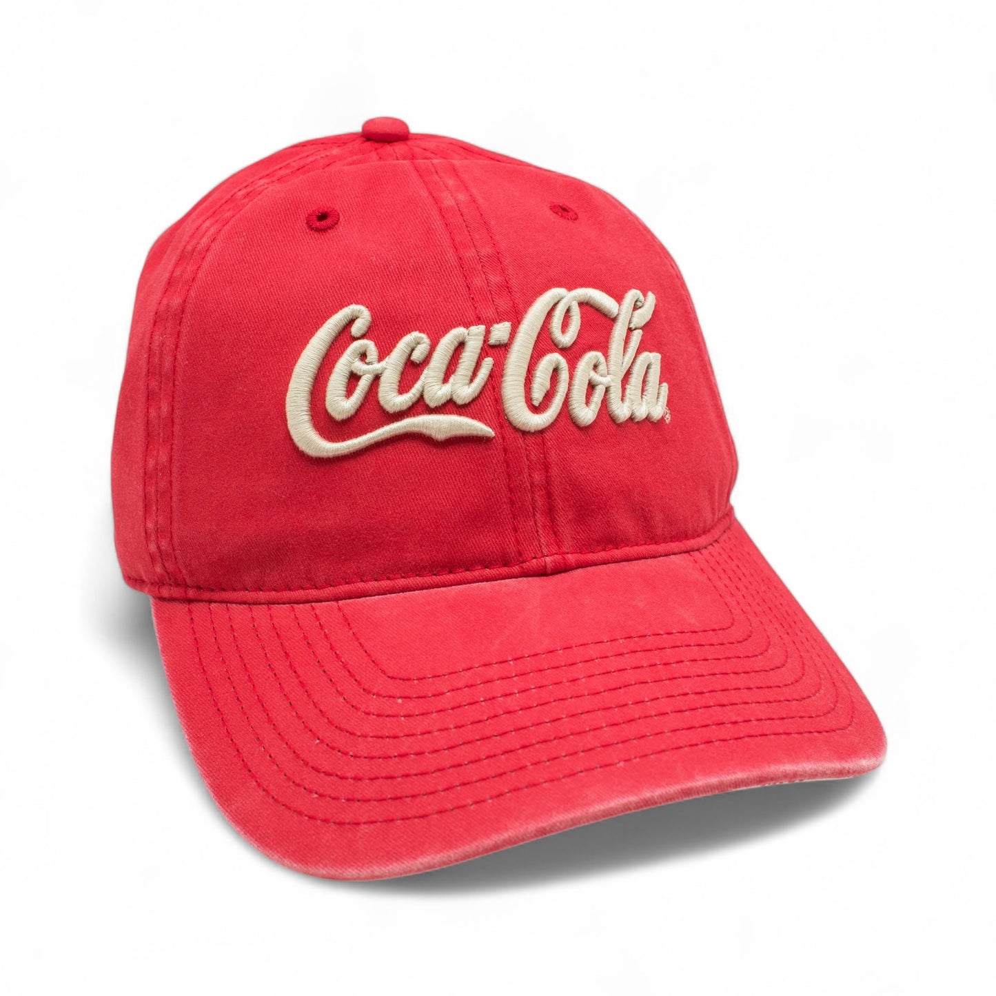 AMERICAN NEEDLE Coca-Cole New Raglan Adjustable Buckle Strap Baseball Dad Hat, Red (COKE-1915A-RED)