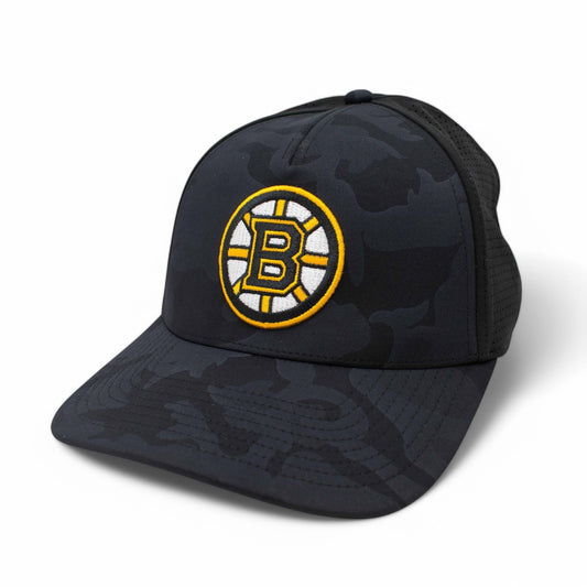 AMERICAN NEEDLE Officially Licensed NHL Super TECH Valin Performance MESH Snapback, National Hockey League Boston Bruins Team HAT, Black Multicam CAMO Print, Authentic, New