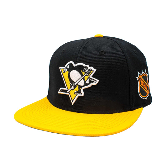 AMERICAN NEEDLE OFFICIALLLY Licensed NHL Block Letter Snapback Cap, Pittsburgh Penguins Hockey HAT, Authentic, New