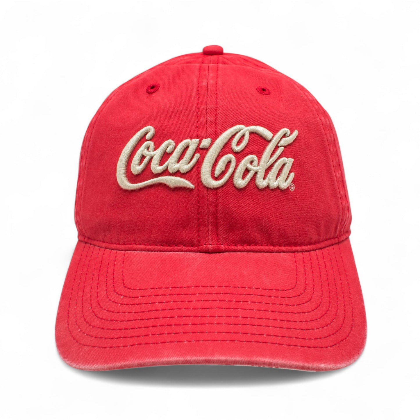 AMERICAN NEEDLE Coca-Cole New Raglan Adjustable Buckle Strap Baseball Dad Hat, Red (COKE-1915A-RED)
