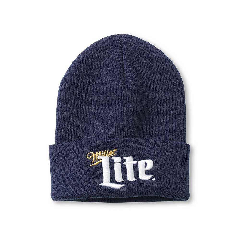 Miller Lite Beanie: Navy Cuffed Knit Beanie | Beer