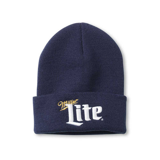 Miller Lite Beanie: Navy Cuffed Knit Beanie | Beer