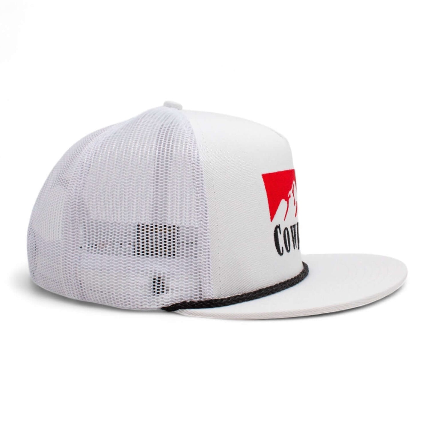 Whiskey Bent Hat Company Authentic 5-Panel Snapback Trucker Hat - Cowboy Killer 2.0 Cowpoke Embroidered Logo White