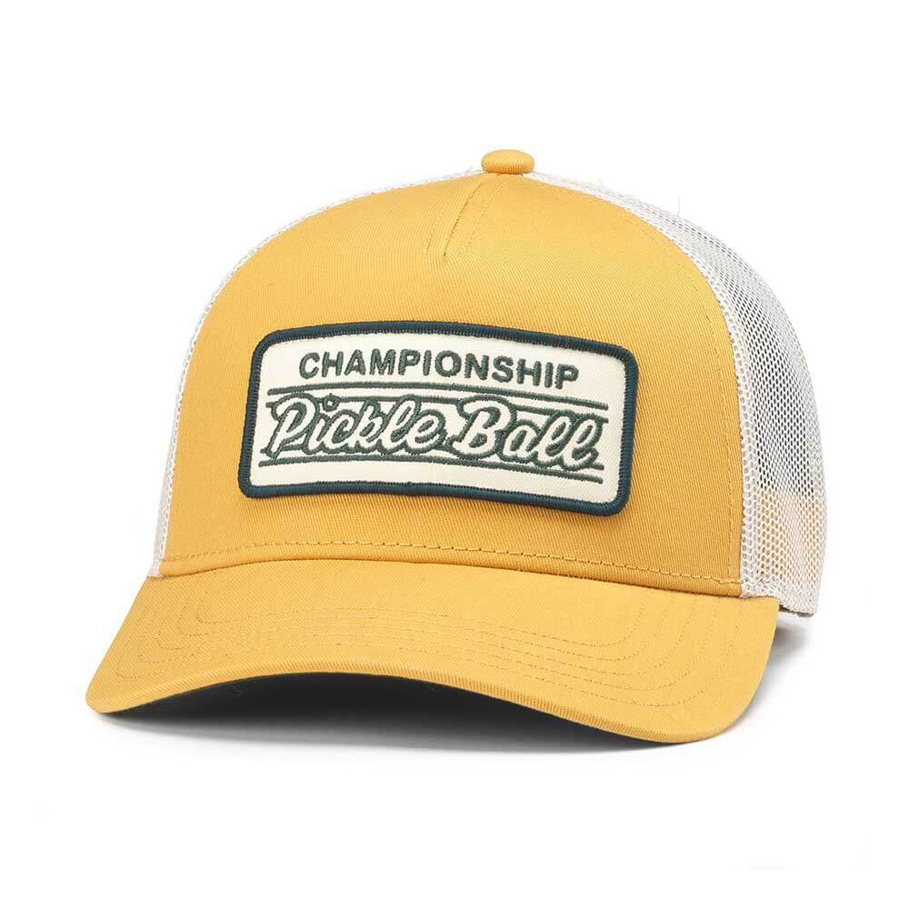 Pickleball Hat: Yellow/White Snapback Trucker Hat | Pickleball Hats