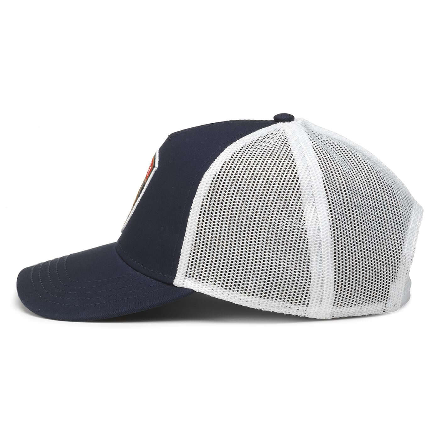 Florida Panthers Hats: White/Navy Snapback Trucker Hat - Side
