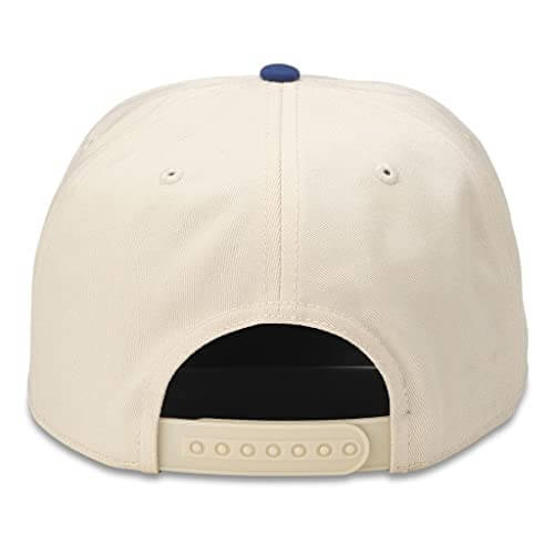 AMERICAN NEEDLE Pabst Blue Ribbon Beer Roscoe Adjustable Snapback Trucker Baseball Hat (23008A-PBC-IROY) Ivory/Royal