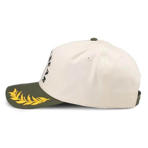 AMERICAN NEEDLE Smokey The Bear Club Captain Adjustable Snapback Baseball Hat, Ivory/Army Green (24002A-SBEAR-IARM)