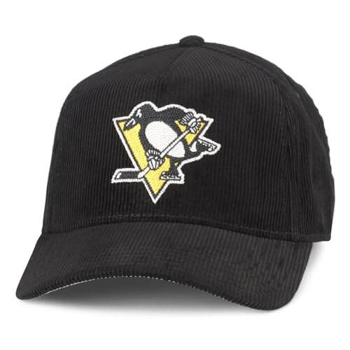 AMERICAN NEEDLE Pittsburgh Penguins NHL Corduroy Valin Adjustable Snapback Baseball Hat, Black (23022A-PPN-BLK)