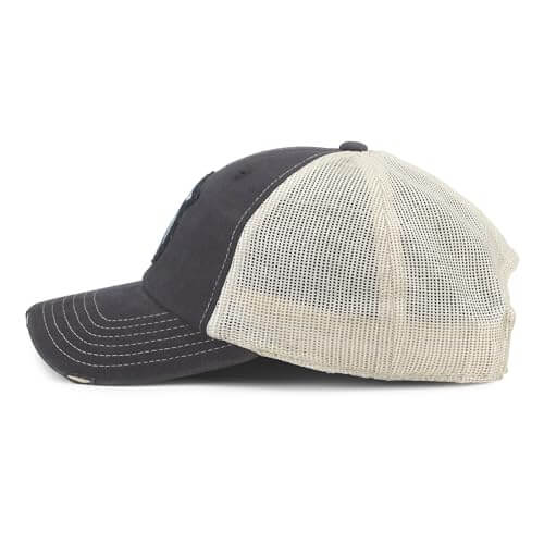 AMERICAN NEEDLE Officially Licensed NHL Hockey Orville Team Hat, Distressed, Dad Cap, Adjustable, Authentic New (Seattle Krake (Navy/Stone))