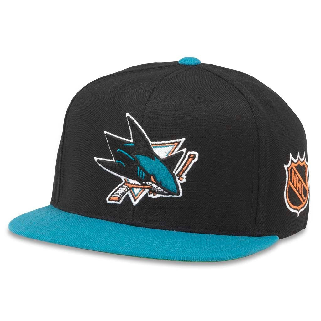 AMERICAN NEEDLE Blockhead 2 NHL Team Flat Brim Hat, San Jose Sharks, B