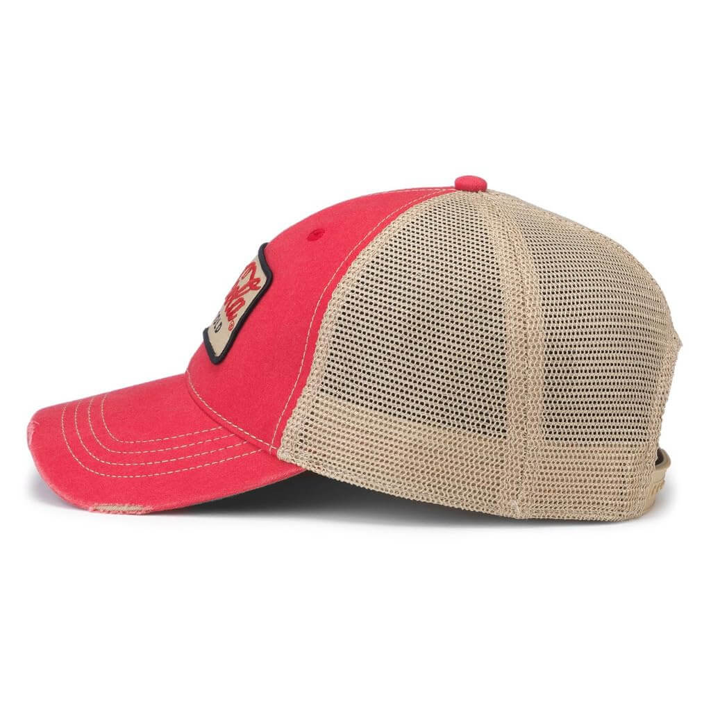 AMERICAN NEEDLE Coke Coca Cola Orville Adjustable Snapback Baseball Trucker Hat, Stone/Red (23001A-COKE-STRD)