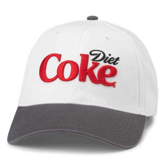 AMERICAN NEEDLE Diet Coke Ballpark Adjustable Buckle Strap Baseball Dad Hat (20001A-DCOKE-WHGY)