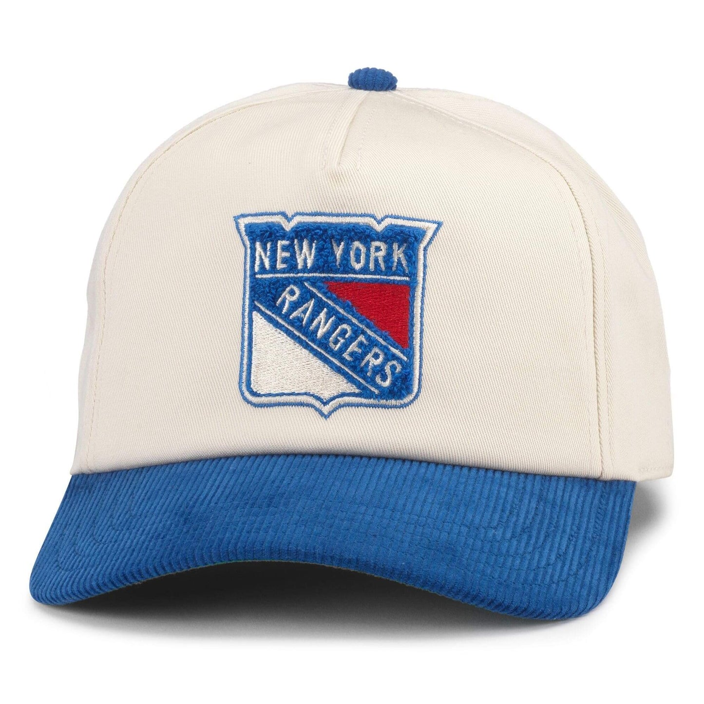 AMERICAN NEEDLE New York Rangers NHL Burnett Adjustable Snapback Baseball Hat, Cream/Royal (23020A-NYR-CRRY)