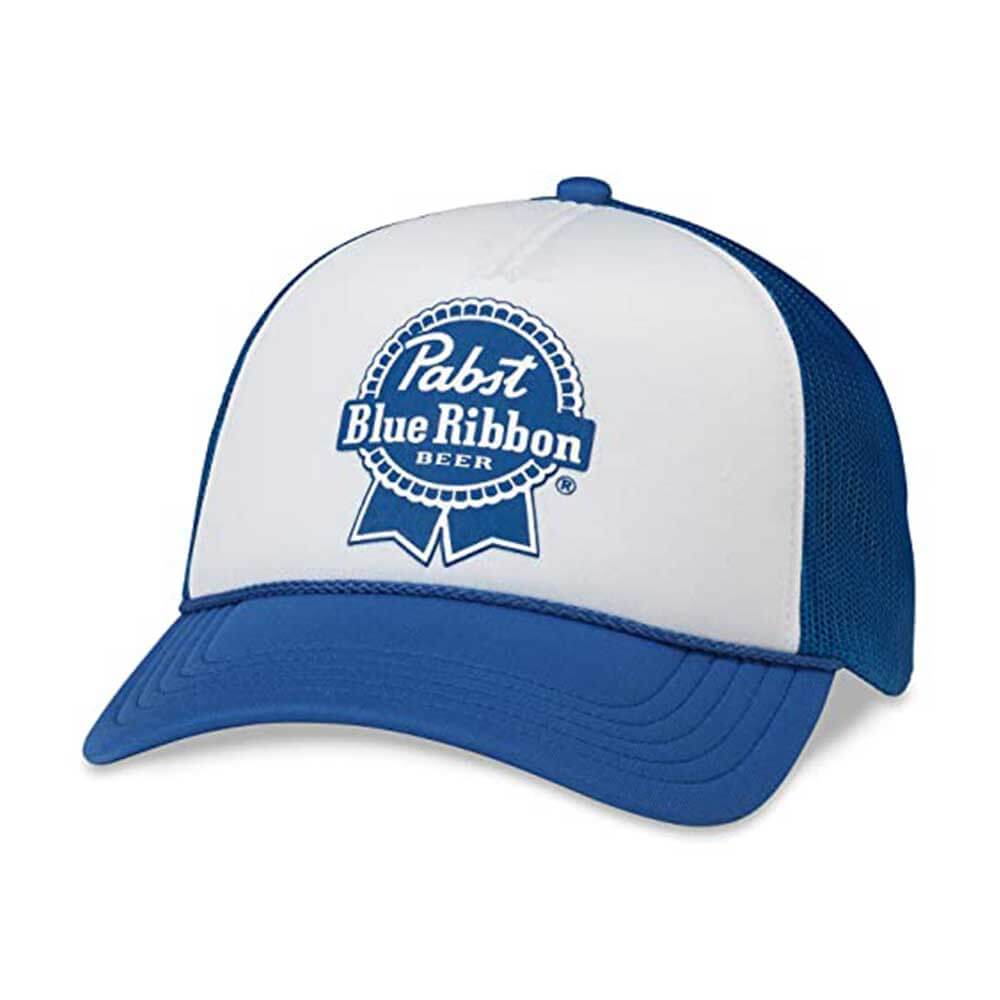 Pabst Blue Ribbon Hat: Royal Blue/White Snapback Foam Trucker Hat