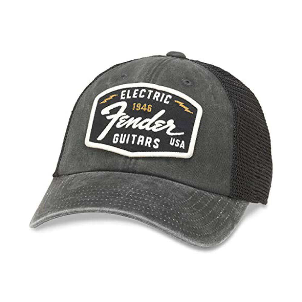 Fender Guitars Hats: Black Adjustable Buckle Strap Dad Hat | Vitange