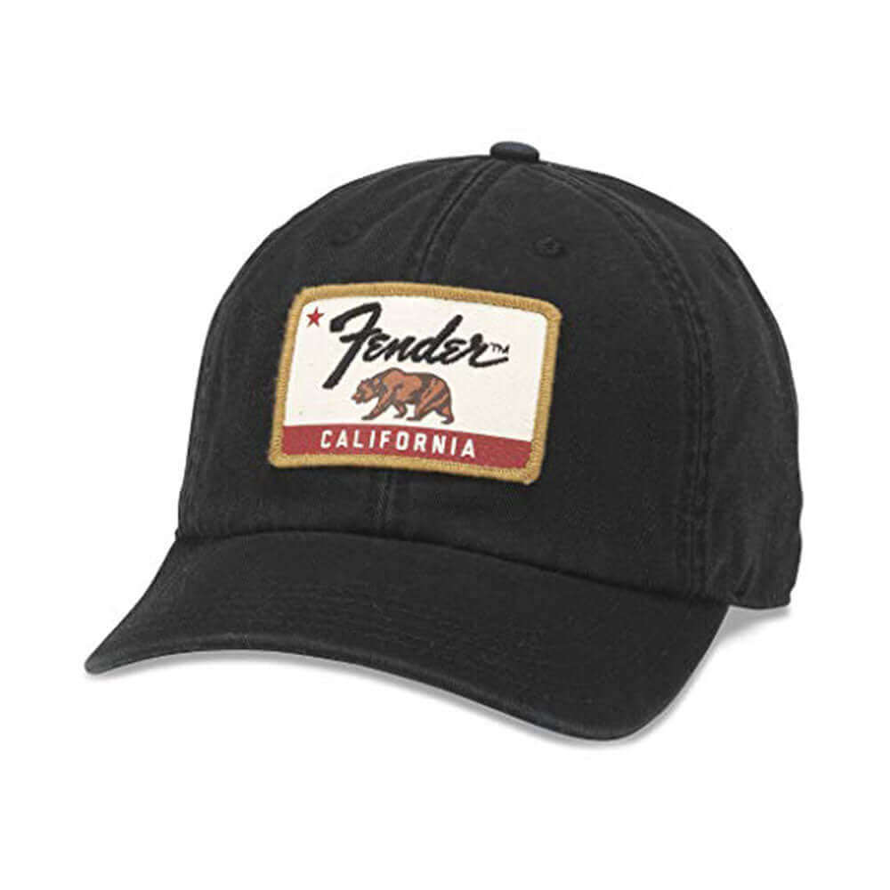 Fender Guitars Hat: Black Adjustable Buckle Strap Dad Hat | Vintage