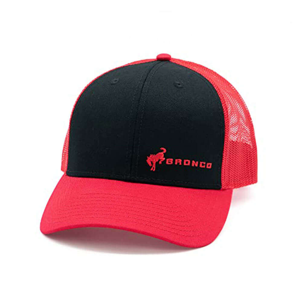 Ford Bronco Hats: Black/Red Snapback Trucker Hat