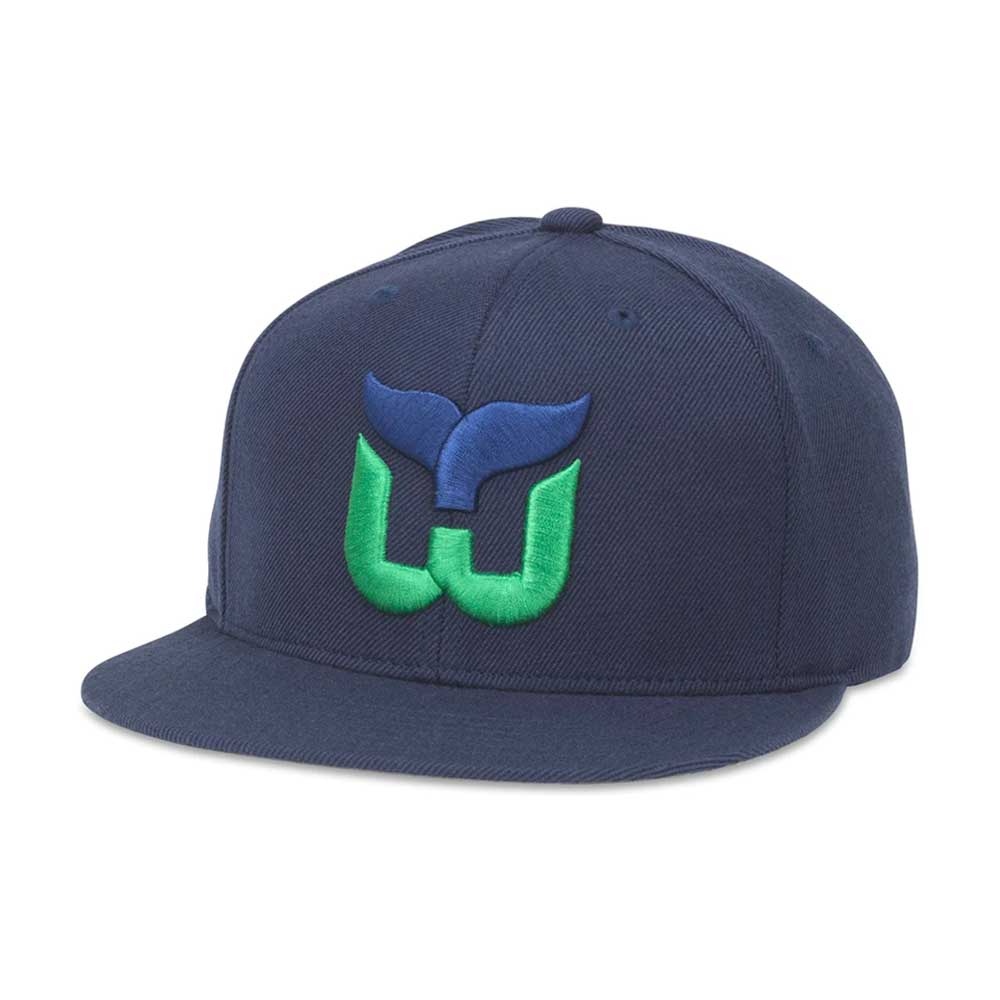 Hartford Whalers Hats: Navy Snapback Flat Bill Hat | Retro Teams